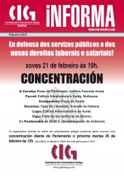 A Plataforma Galega en Defensa dos Servizos Públicos convoca concentracións para este xoves 21 de febreiro